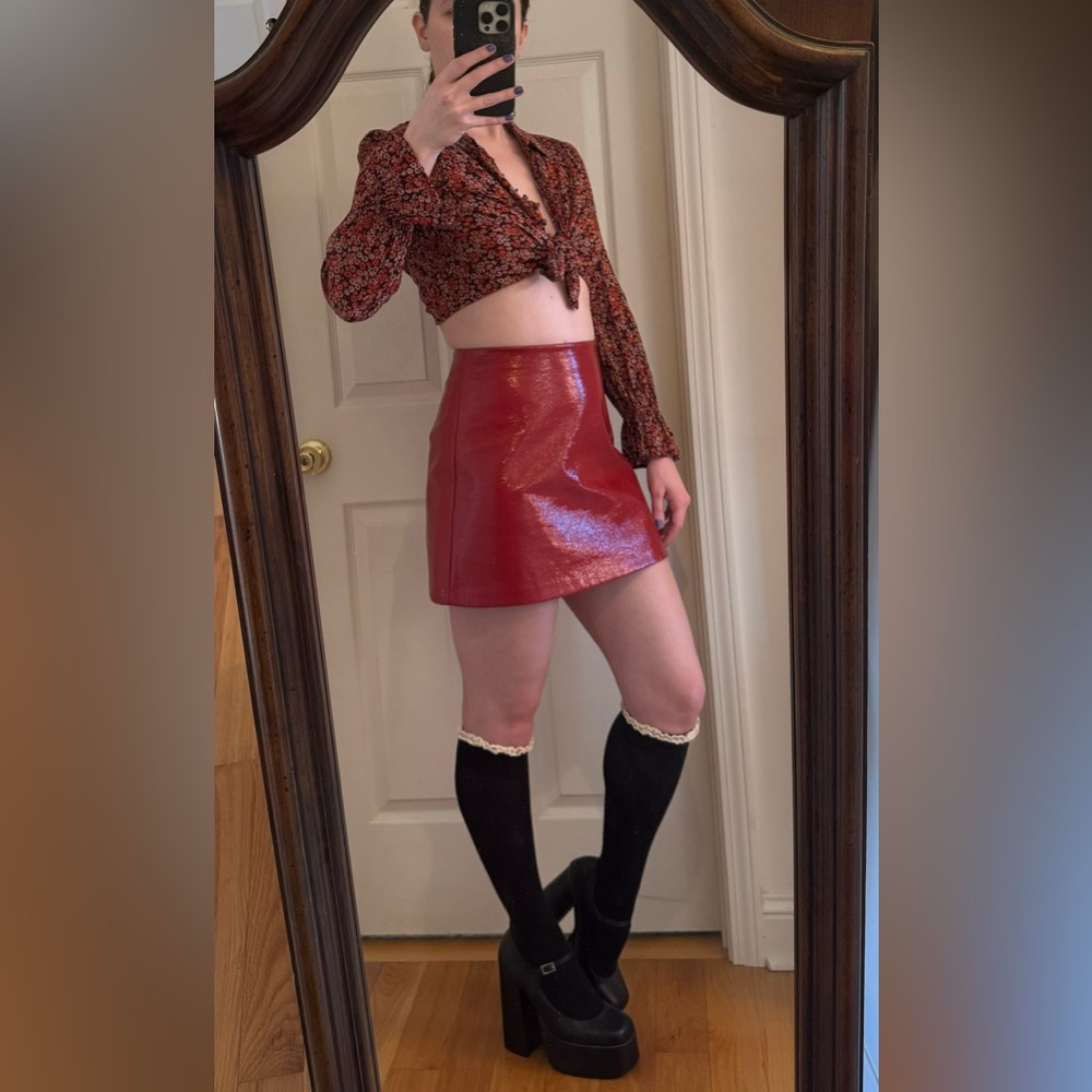 *3 for $9* Red Floral Button Down